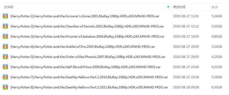 《哈利波特》1-8部合集高清中英字幕无删减