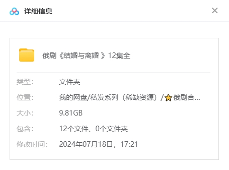 俄剧《结婚与离婚》超清中字无删减12集全